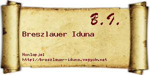 Breszlauer Iduna névjegykártya